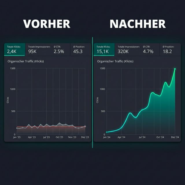 Traffic-Vergleich: organischer Traffic vor und nach der Nutzung von Perathenira